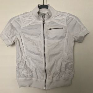 LOFT White Crop Utility Zipper Jacket XXS Petite